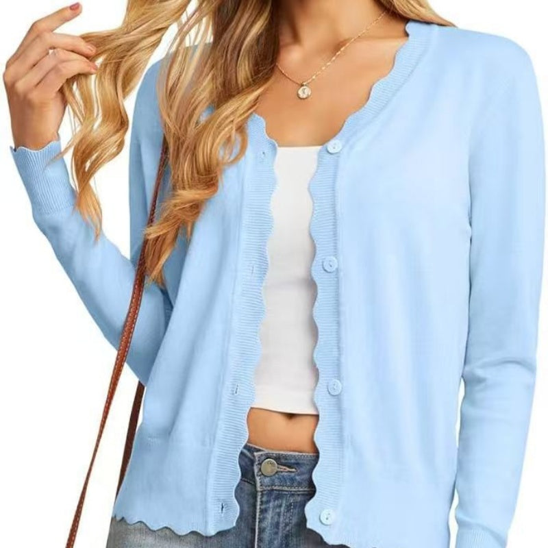 Fashionable Cropped Knit Cardigan Sweater – Premium 0 | RICALOUX