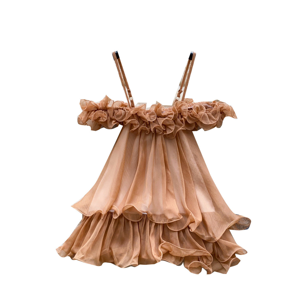 Womens Solid-color Lace-trimmed Halter Top With Ruffled Hem – Premium 0 | RICALOUX