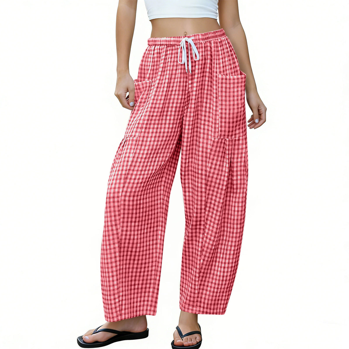 High-waisted Loose-fit Draping Figure-flattering Casual Floor-length Pants by Ricaloux