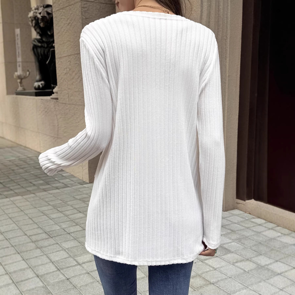 Womens Solid-color Versatile Casual Loose-fitting Coat by Ricaloux