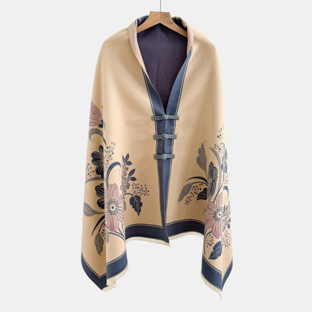 Vintage Knot-button Outerwear Jacquard Shawl – Premium 0 | RICALOUX