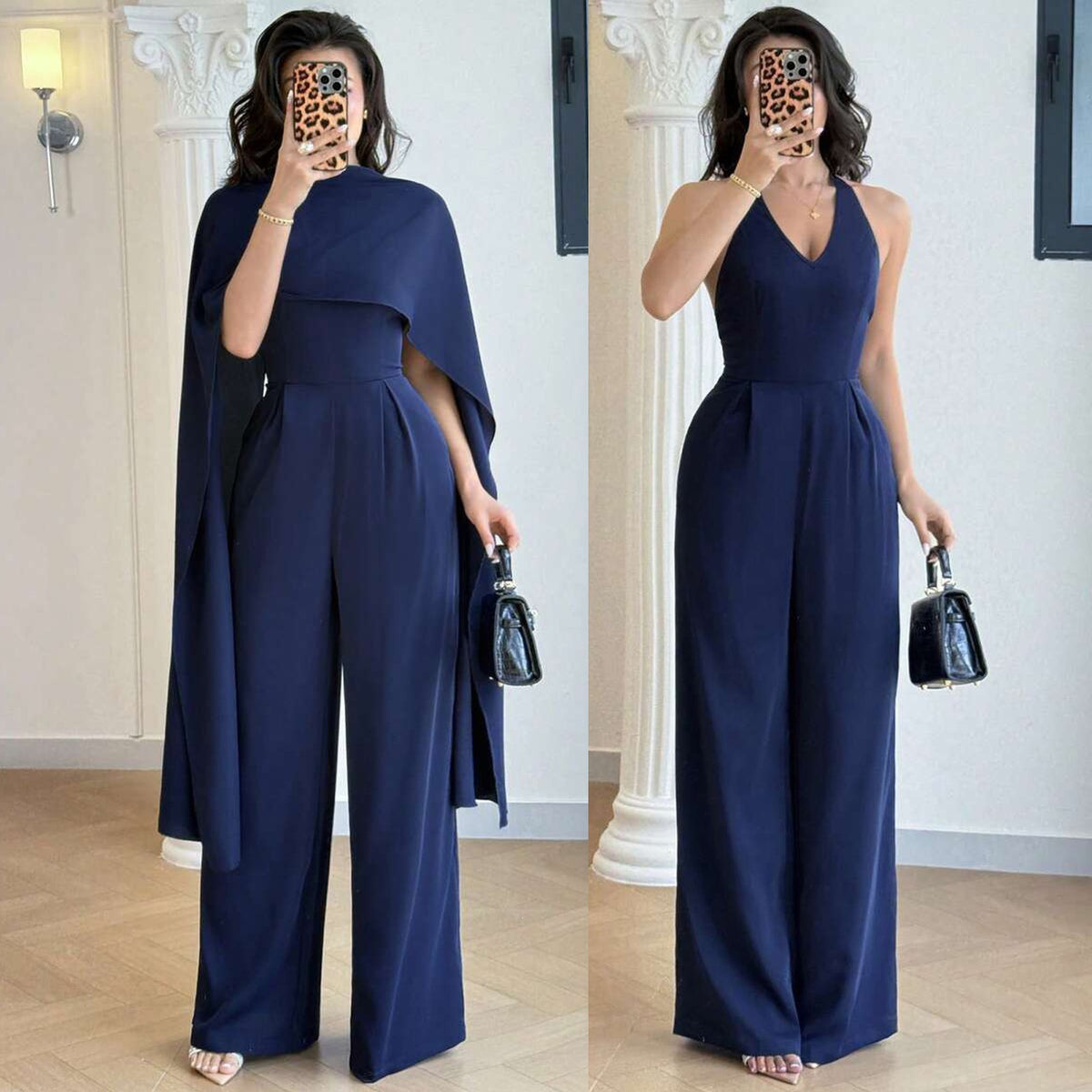 Womens Fashionable Casual Cape Jumpsuit Set – Premium 0 | RICALOUX