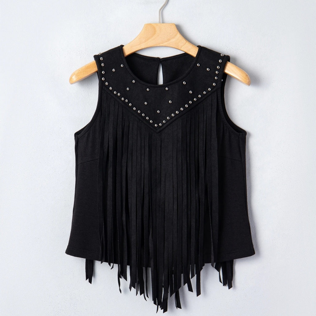 Womens Versatile Retro Fringed Sleeveless Top by Ricaloux