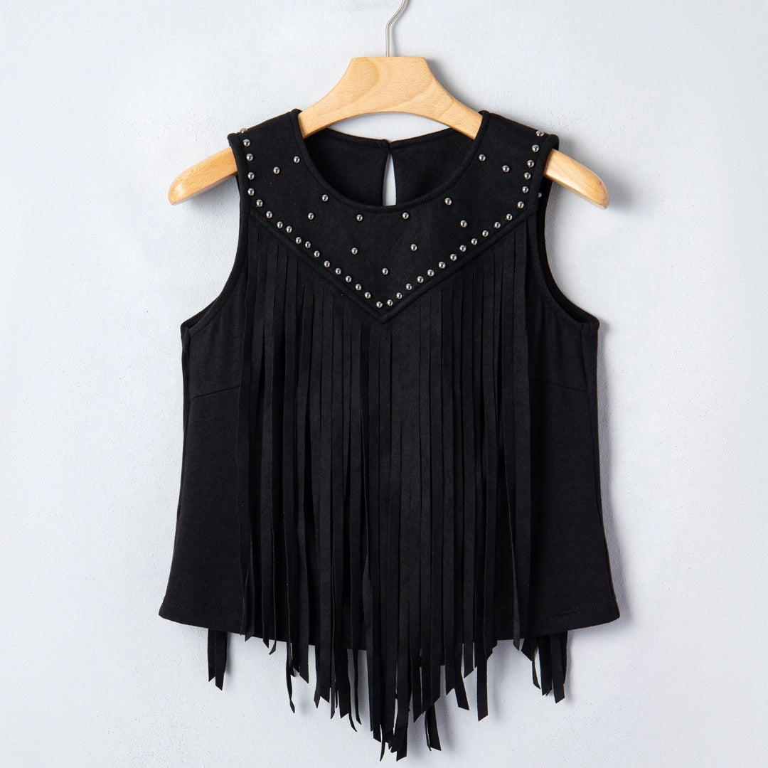 Womens Versatile Retro Fringed Sleeveless Top by Ricaloux