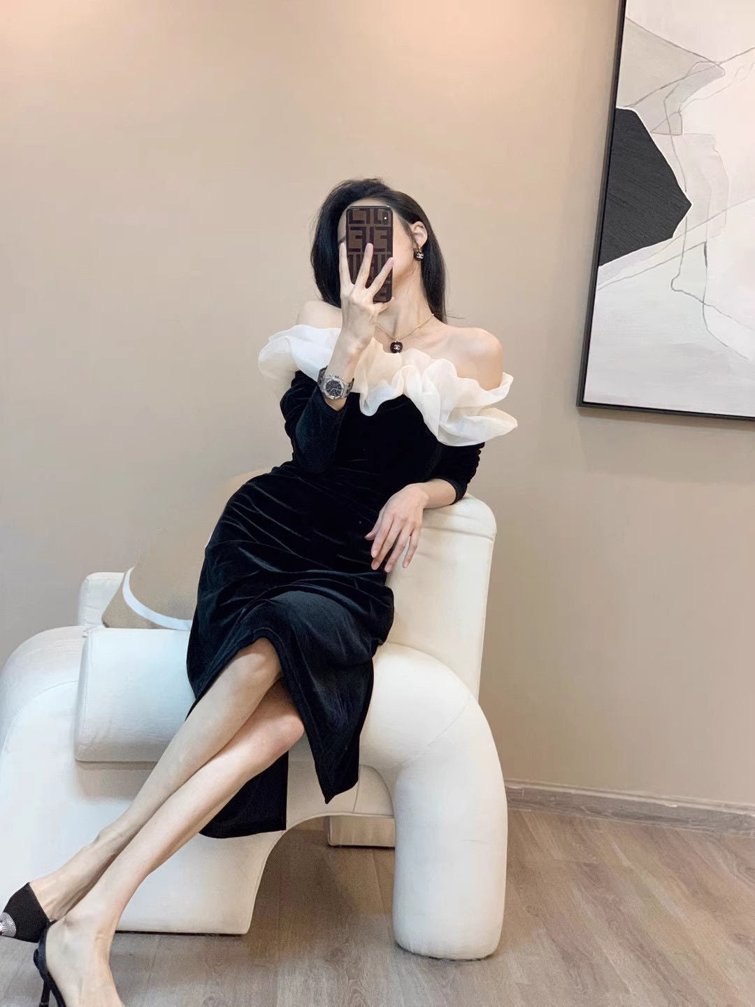 New High-end Velvet Casual Dress For Women by Ricaloux