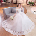 Shoulder-to-shoulder Wedding Dress Bridal Lace Plus Size Thin Shoulder Wedding Dress - RICALOUX