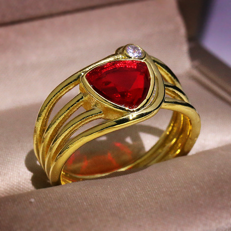 Pomegranate Red Zircon Jewelry Ring For Women – Premium 0 | RICALOUX