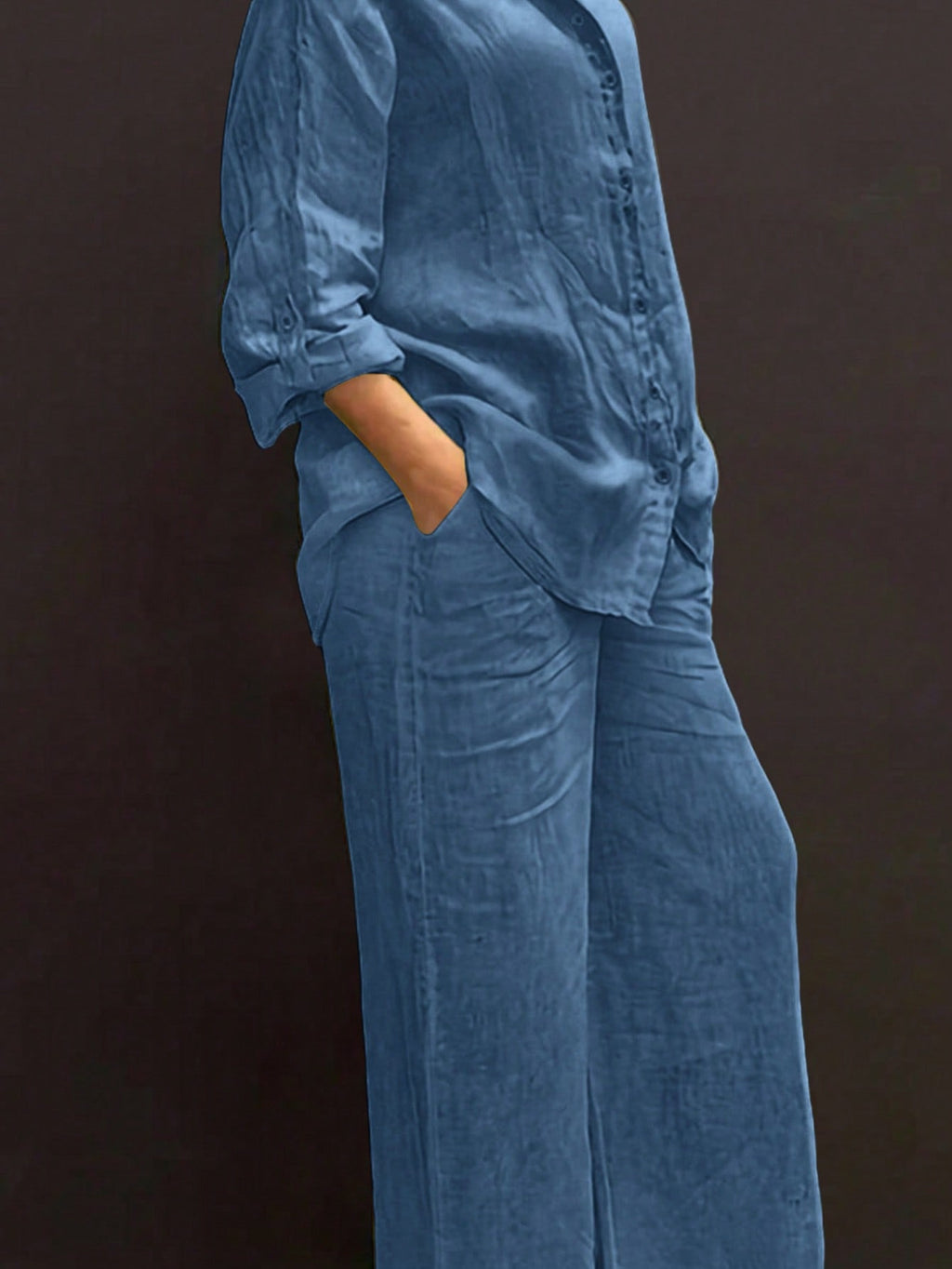 Reversible Long-sleeve Shirt Elastic-waist Trousers Solid-color Set – Premium 0 | RICALOUX