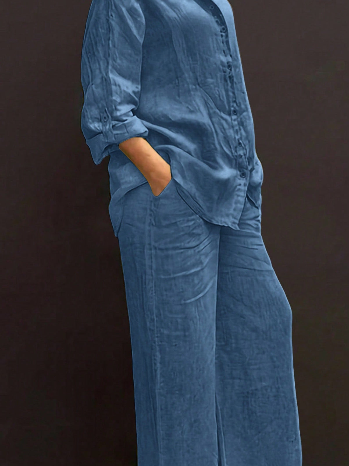 Reversible Long-sleeve Shirt Elastic-waist Trousers Solid-color Set – Premium 0 | RICALOUX