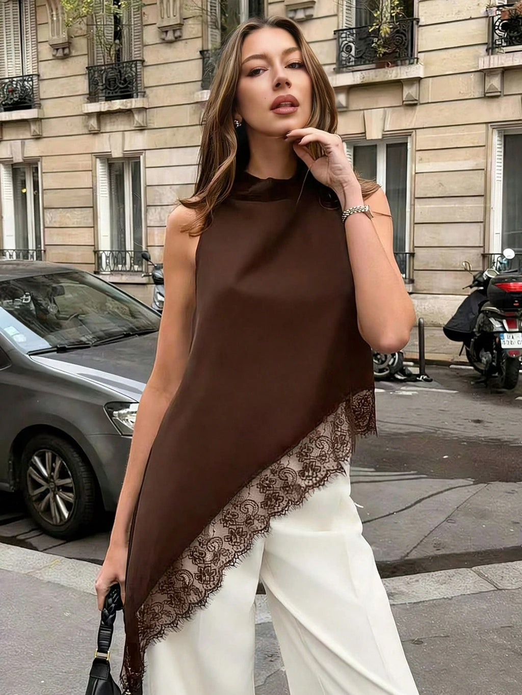 Elegant, Figure-flattering And Versatilesexy Sleeveless Lace-trimmed Top by Ricaloux