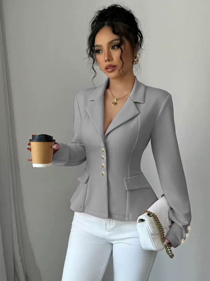 Womens Tailored Lapel Long-sleeve Coat by Ricaloux