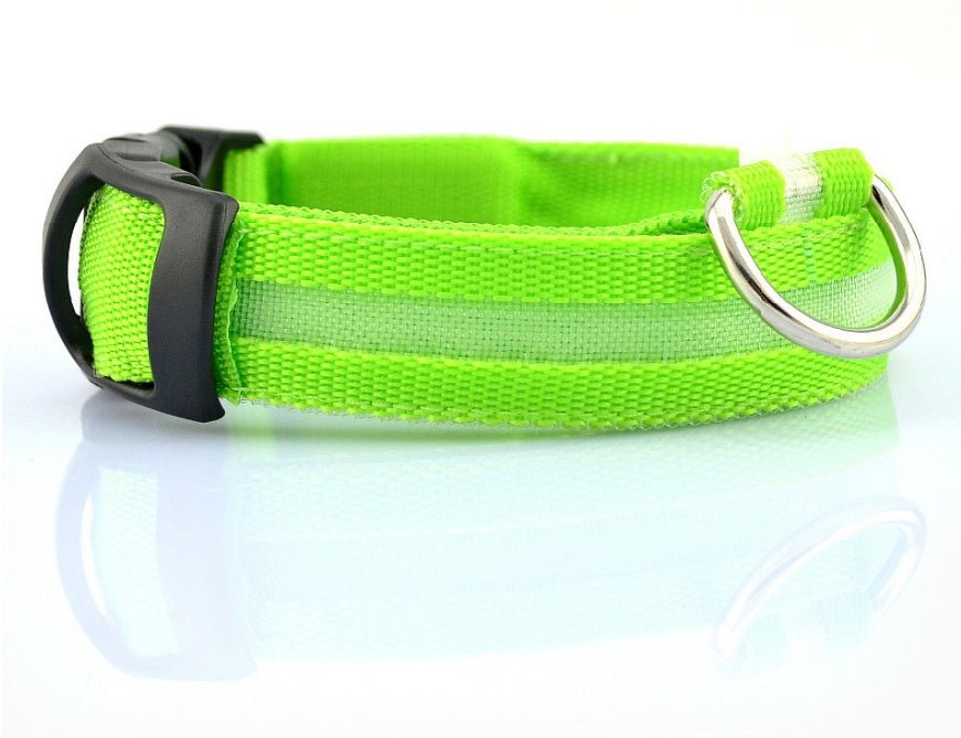 Nylon LED Pet Dog Luminous Collar Night Safety Flashing Glow in Dark Dog Cat Leash Adjustable Pet Supplies - RICALOUX
