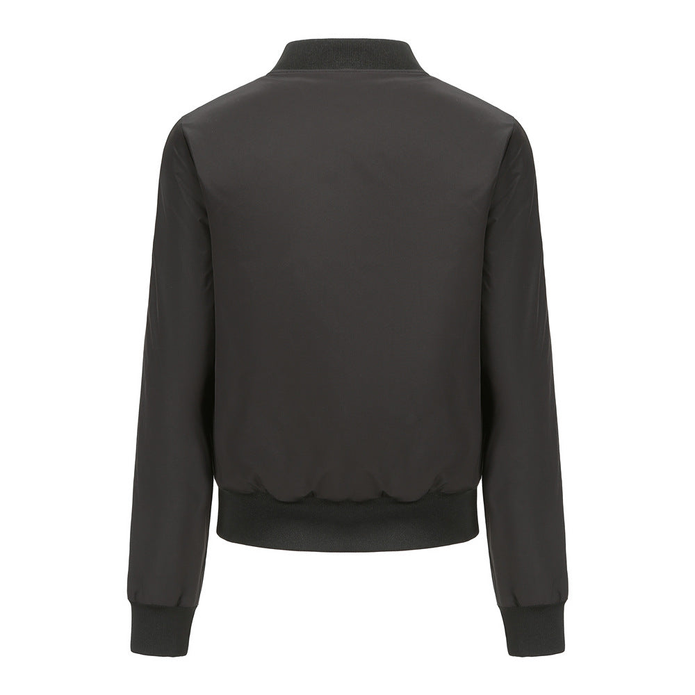 Womens Cropped Aviator Jacket Springautumn Fleece-lined Coat by Ricaloux