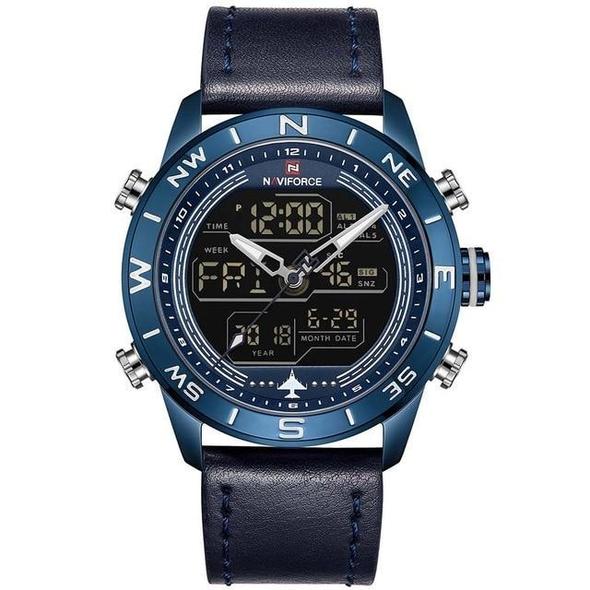 NAVIFORCE 9144 Fashion Gold Men Sport Watches Mens LED Analog Digital Watch Army Military Leather Quartz Watch Relogio Masculino – Premium 0 | RICALOUX