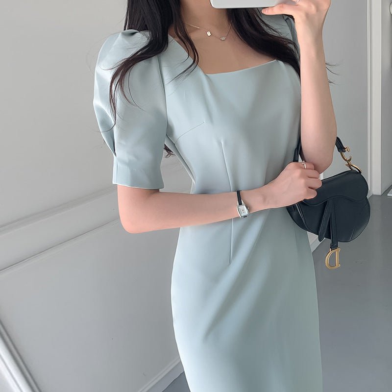 Split puff sleeve hip dress - RICALOUX