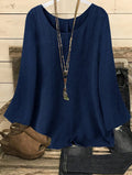 Womens Loose-fitting Long-sleeve Crew-neck Top by Ricaloux
