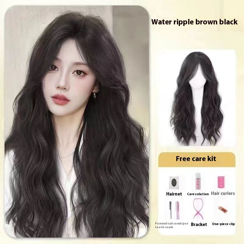 Jaulin Wig Women's Long Hair Forehead Lace Full-head Wig Mid-length Long Straight Hair Full Top Wig by Ricaloux