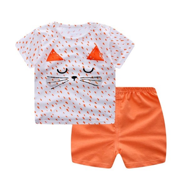 Cartoon Clothing Baby Boy Summer Clothes T-shirt Baby Girl Casual Clothing Sets - RICALOUX