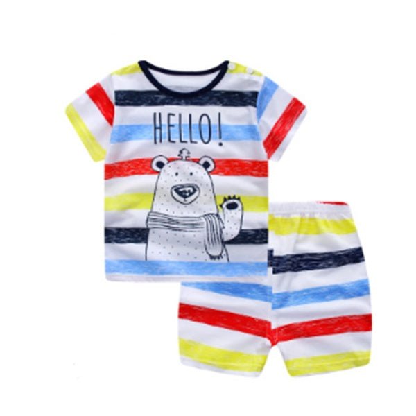 Cartoon Clothing Baby Boy Summer Clothes T-shirt Baby Girl Casual Clothing Sets - RICALOUX