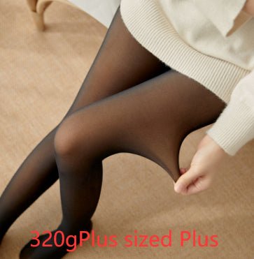 Fleece-lined Thickened Sheer Tights Leggings Transparent One-piece Pantyhose Superb Fleshcolor Pantynose - RICALOUX