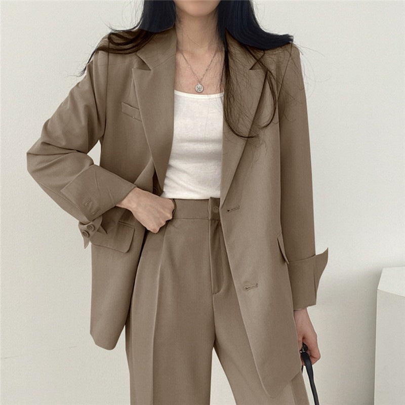 Womens Solid-color Loose-fitting Korean-style Versatile Blazer – Premium 0 | RICALOUX