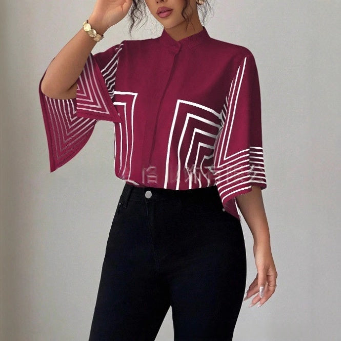 Casual Romantic Floral Loose-fit Shirt by Ricaloux