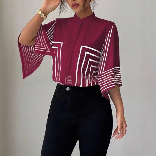 Casual Romantic Floral Loose-fit Shirt by Ricaloux