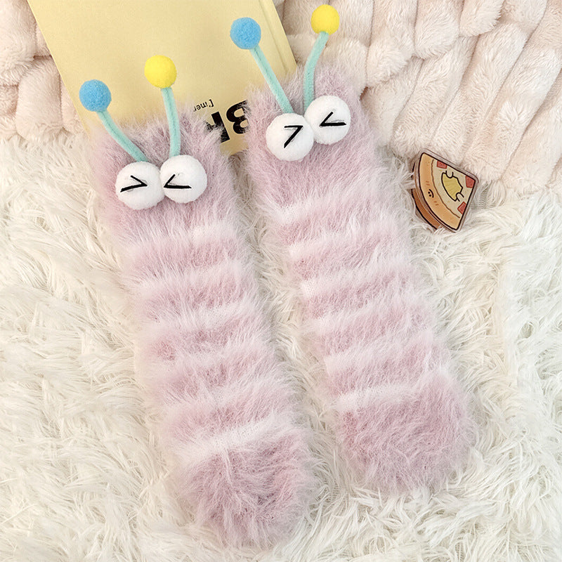 Womens Quirky Coral Fleece Mid-calf Socks – Premium 0 | RICALOUX