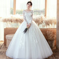 Long Sleeve Wedding Dress New Bride Trailing - RICALOUX