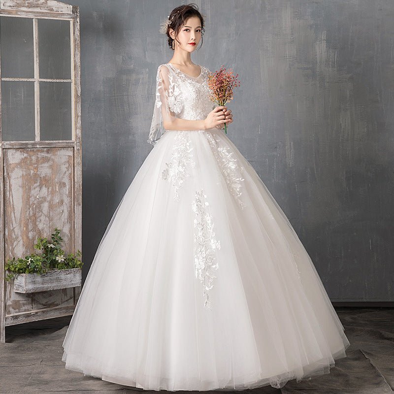 Long Sleeve Wedding Dress New Bride Trailing - RICALOUX