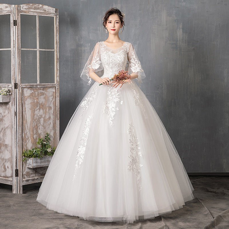 Long Sleeve Wedding Dress New Bride Trailing - RICALOUX