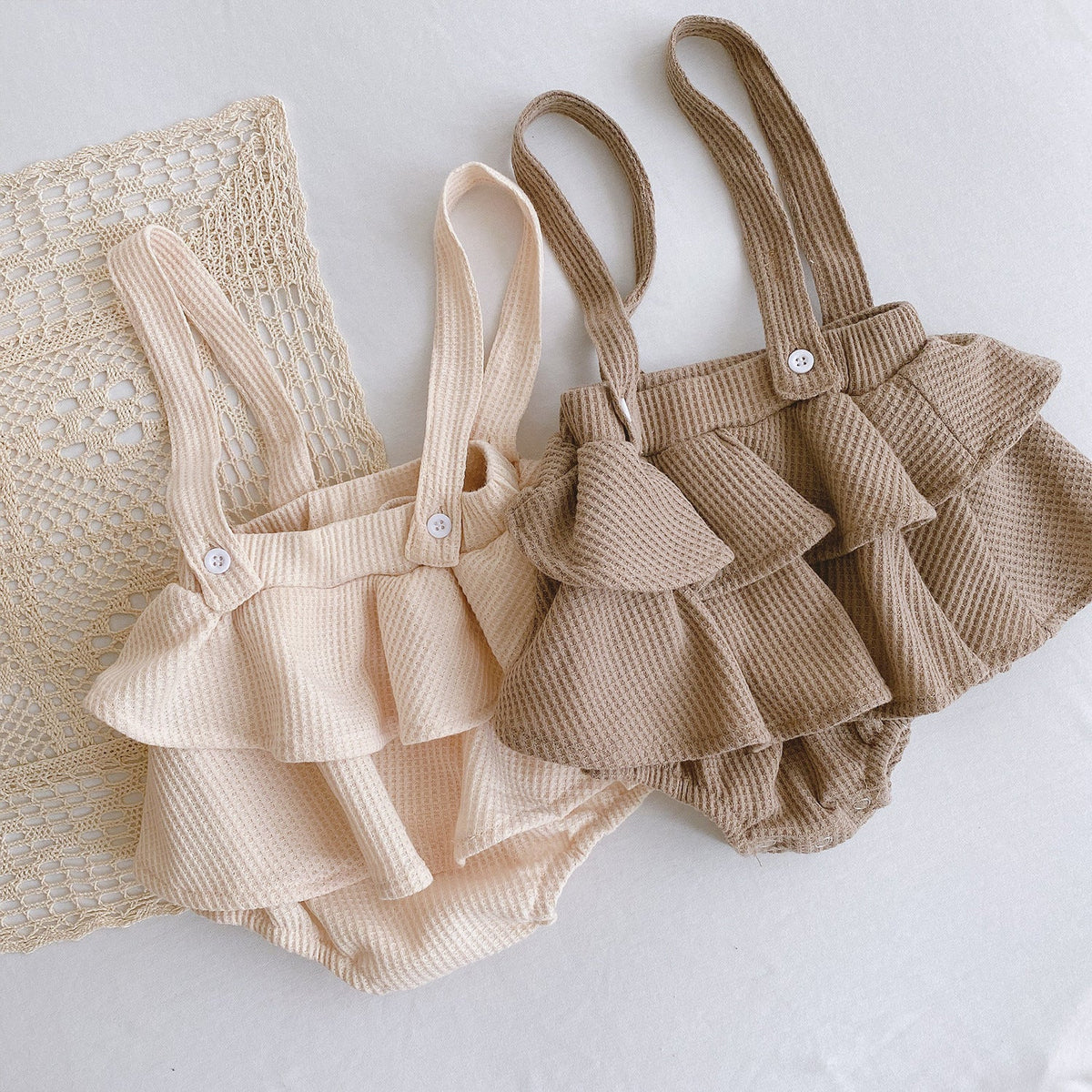 Baby Romper 0-2 Years Old Baby Clothes Baby Girl Foreign Style Pleated Lotus Leaf Sling Climber - RICALOUX