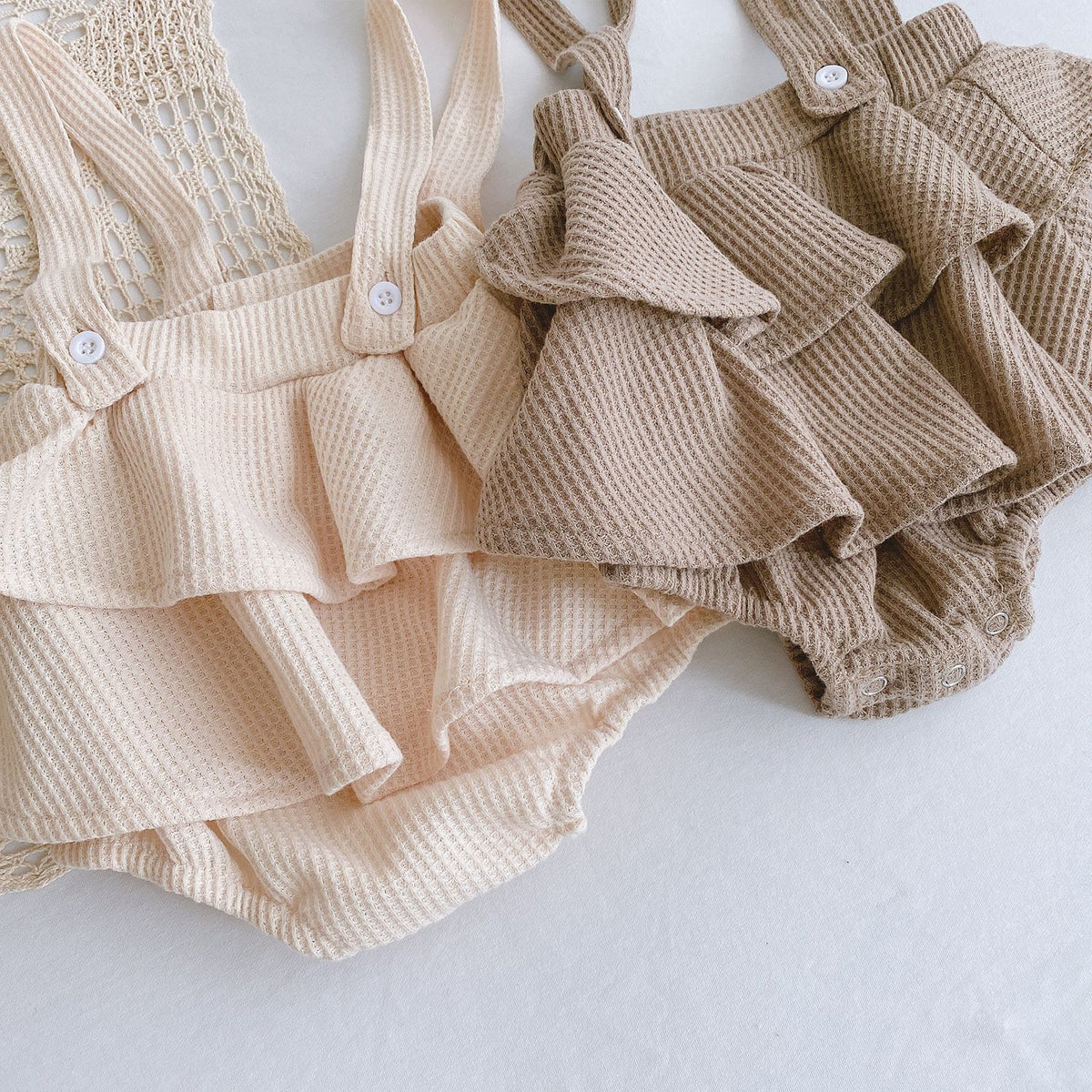 Baby Romper 0-2 Years Old Baby Clothes Baby Girl Foreign Style Pleated Lotus Leaf Sling Climber - RICALOUX