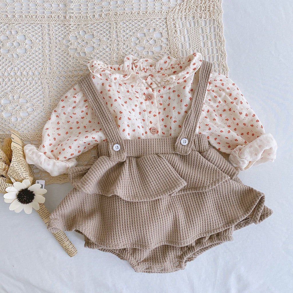 Baby Romper 0-2 Years Old Baby Clothes Baby Girl Foreign Style Pleated Lotus Leaf Sling Climber - RICALOUX