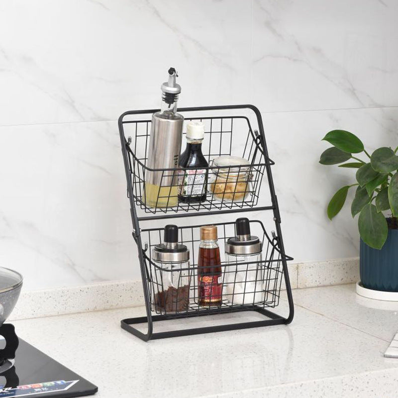 Stainless Steel Countertops Multilayer Spice Rack Fruit Kitchen Storage Kitchen Storage Rack by Ricaloux