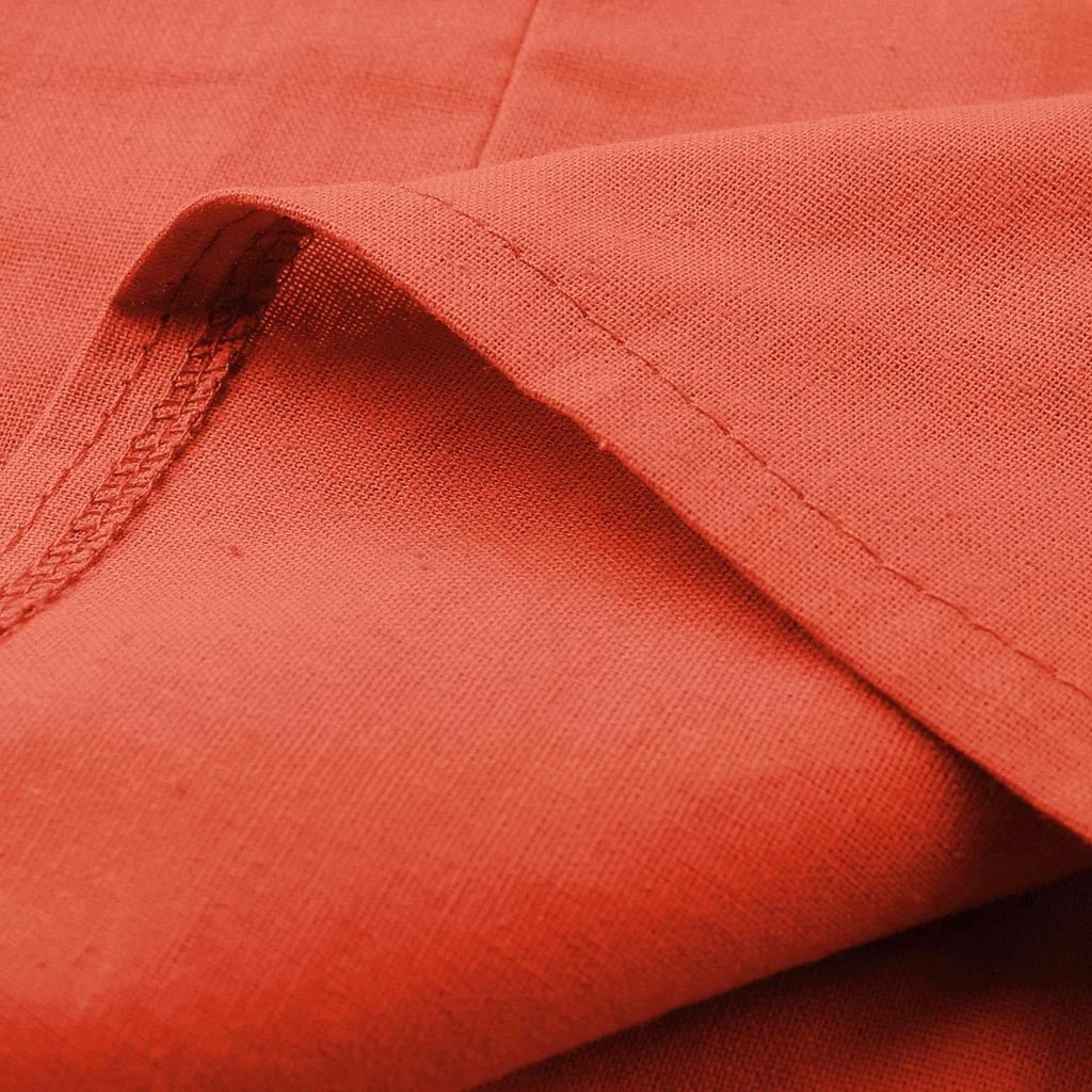 Women's Large Size Solid Color Imitation Cotton And Linen V-neck Long-sleeved Pullover Top - RICALOUX