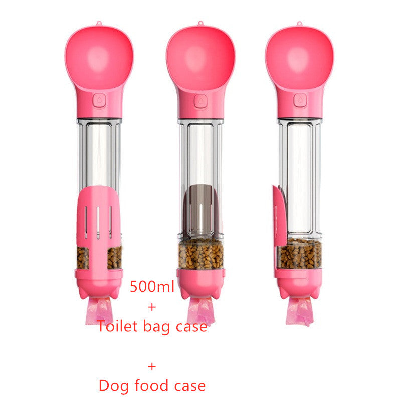 Pet Water Bottle Feeder Bowl Garbage Bag Storage Portable Pet Outdoor Travel 3 In 1 Dog Water Bottle by Ricaloux