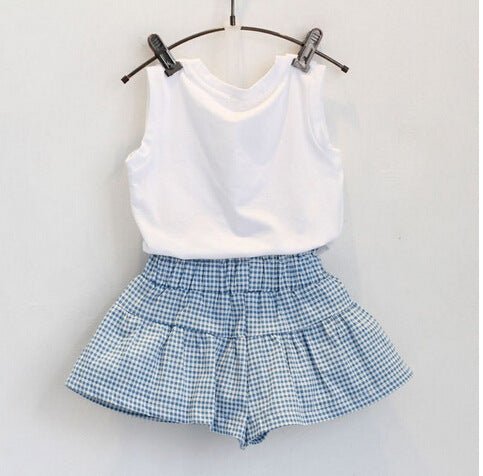 AiLe Rabbit Girls Fashion Clothes Set Short Sleeve Shirt Short Skirt 2 Piece Suits Cartoon Girl Bow Cotton Kids Clothes Set k1 - RICALOUX