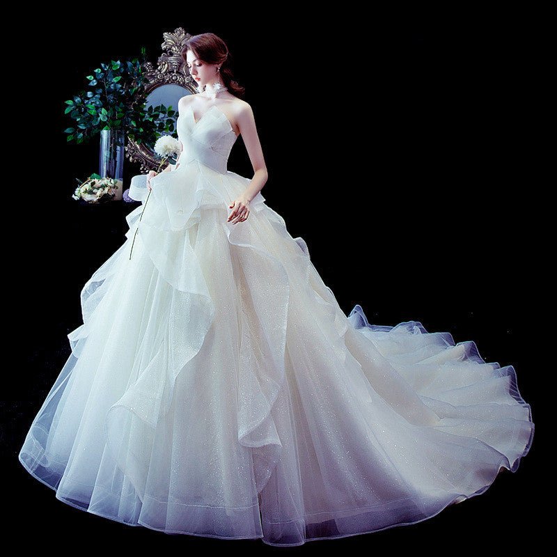 French Temperament Big Trailing Starry Sky Forest Dream Dress - RICALOUX
