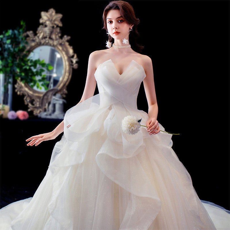 French Temperament Big Trailing Starry Sky Forest Dream Dress - RICALOUX