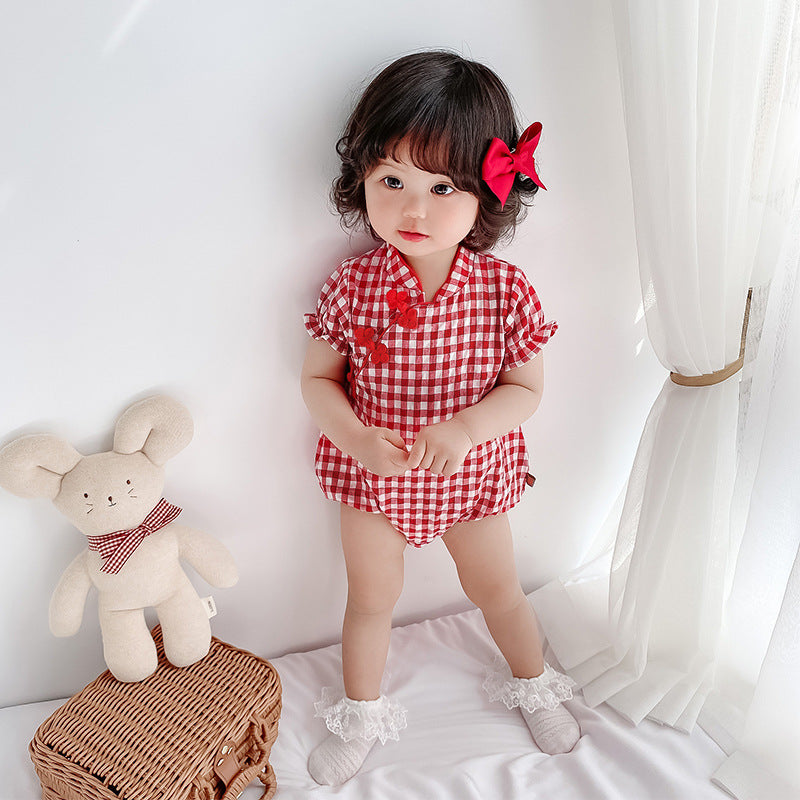 Baby Jumpsuit, Cheongsam, Ancient Costume, Chinese Clothing, National Version, Climbing Bag, Fart Clothing Set, Children's Clothing by Ricaloux