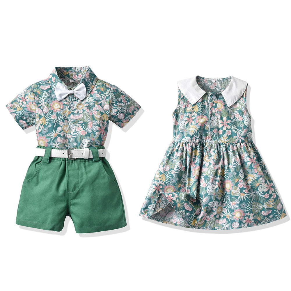 Children's Clothing Siblings Clothing Printing Beach style Vacation Leisure Suit by Ricaloux
