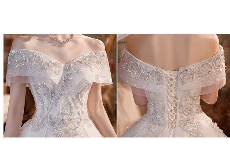 Wedding Dress Trailing Heavy Industry One-shoulder Bridal Temperament Female Forest Super Fairy Dream Starry Sky Skirt - RICALOUX