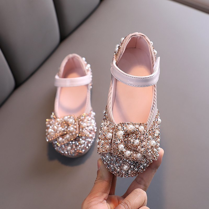Girls' Leather Shoes Spring And Autumn Style Single Shoes Rhinestone Princess Shoes Performance Shoes - RICALOUX