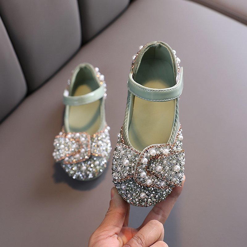 Girls' Leather Shoes Spring And Autumn Style Single Shoes Rhinestone Princess Shoes Performance Shoes - RICALOUX