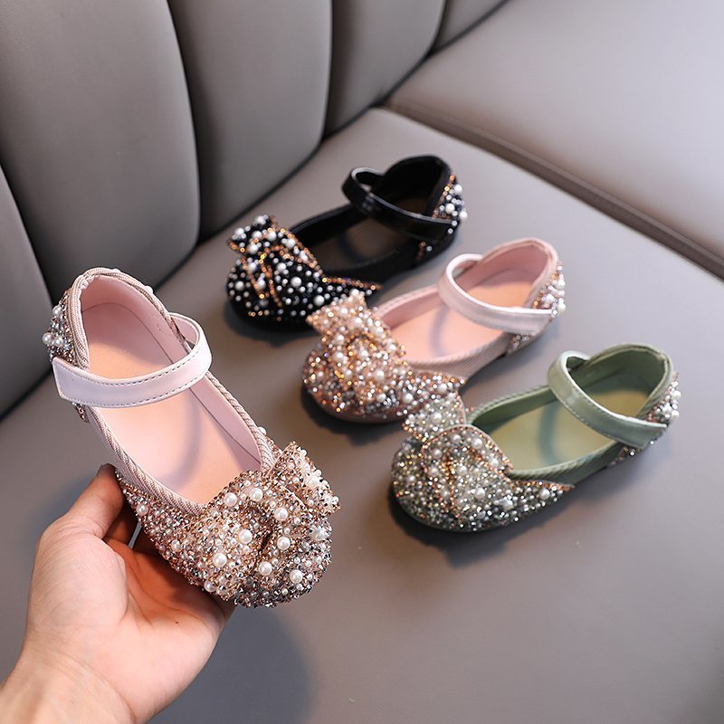 Girls' Leather Shoes Spring And Autumn Style Single Shoes Rhinestone Princess Shoes Performance Shoes - RICALOUX