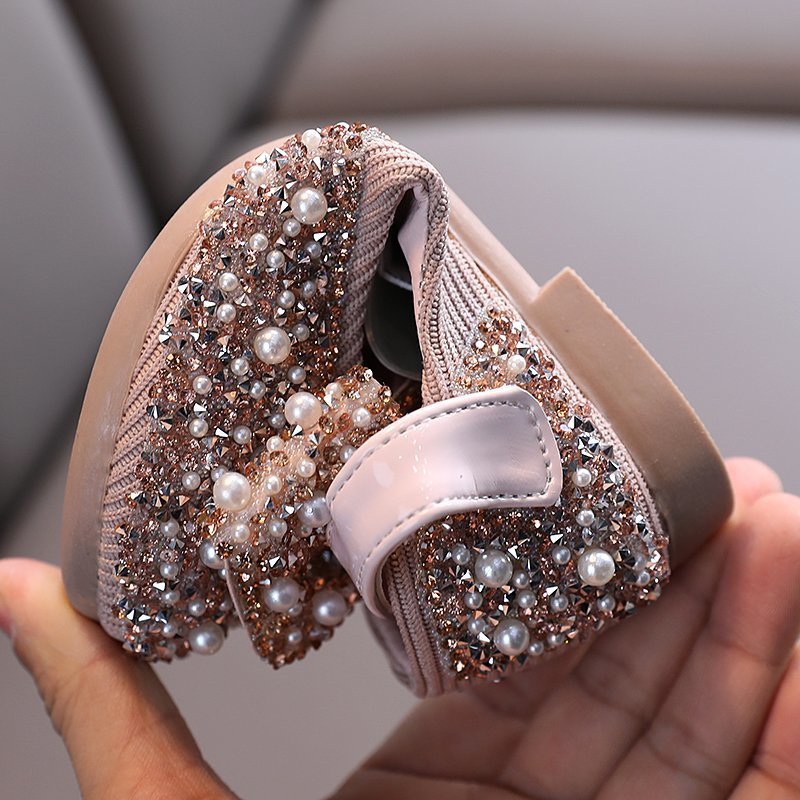 Girls' Leather Shoes Spring And Autumn Style Single Shoes Rhinestone Princess Shoes Performance Shoes - RICALOUX