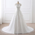 Two-piece White Wedding Dress With Round Neck And Elegant - RICALOUX