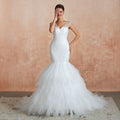 New Fishtail Skirt Wedding Dress Big Tail Bride Female Lead Yarn Mermaid Waist Backless V-Neck Customization - RICALOUX