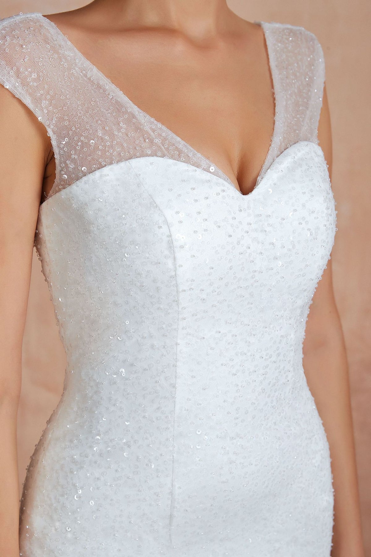 New Fishtail Skirt Wedding Dress Big Tail Bride Female Lead Yarn Mermaid Waist Backless V-Neck Customization - RICALOUX